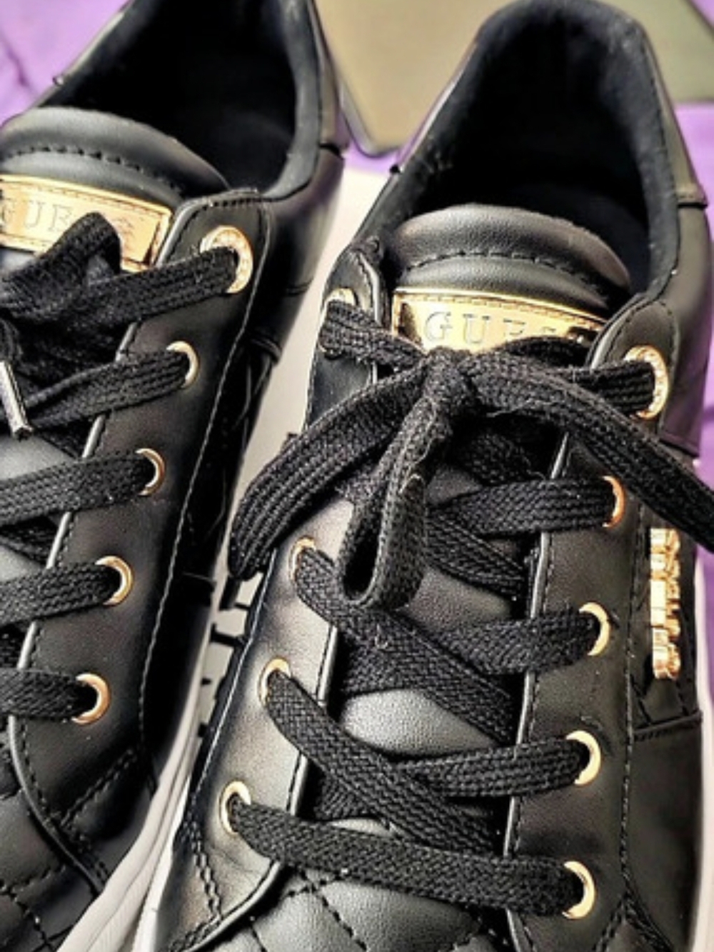 GUESS Black Multi LL Quilted Sneakers in Black & White US 11